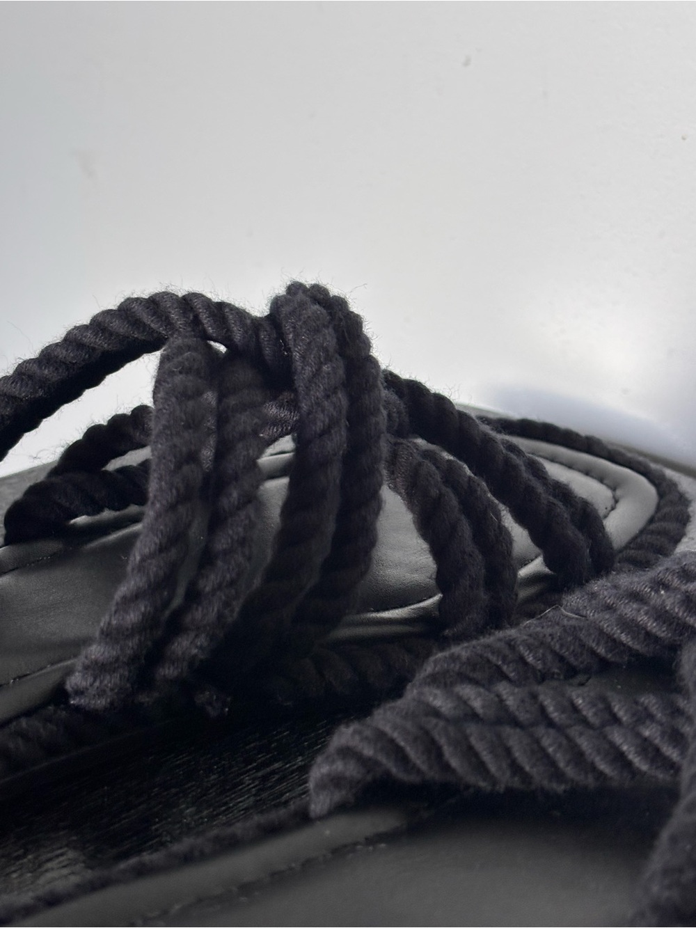 Abound Black Braided Rope Knot Slide Sandals W7